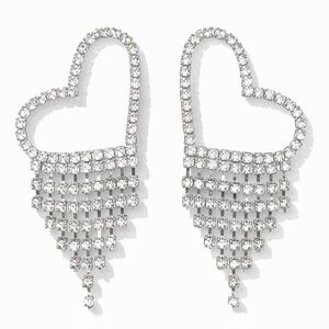 ⚜️ Elegant Silver Heart Dangle Earrings